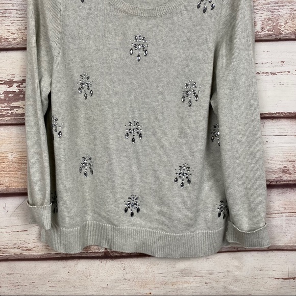 Lane Bryant Light Gray Crystal Detail Sweater - Picture 3 of 15